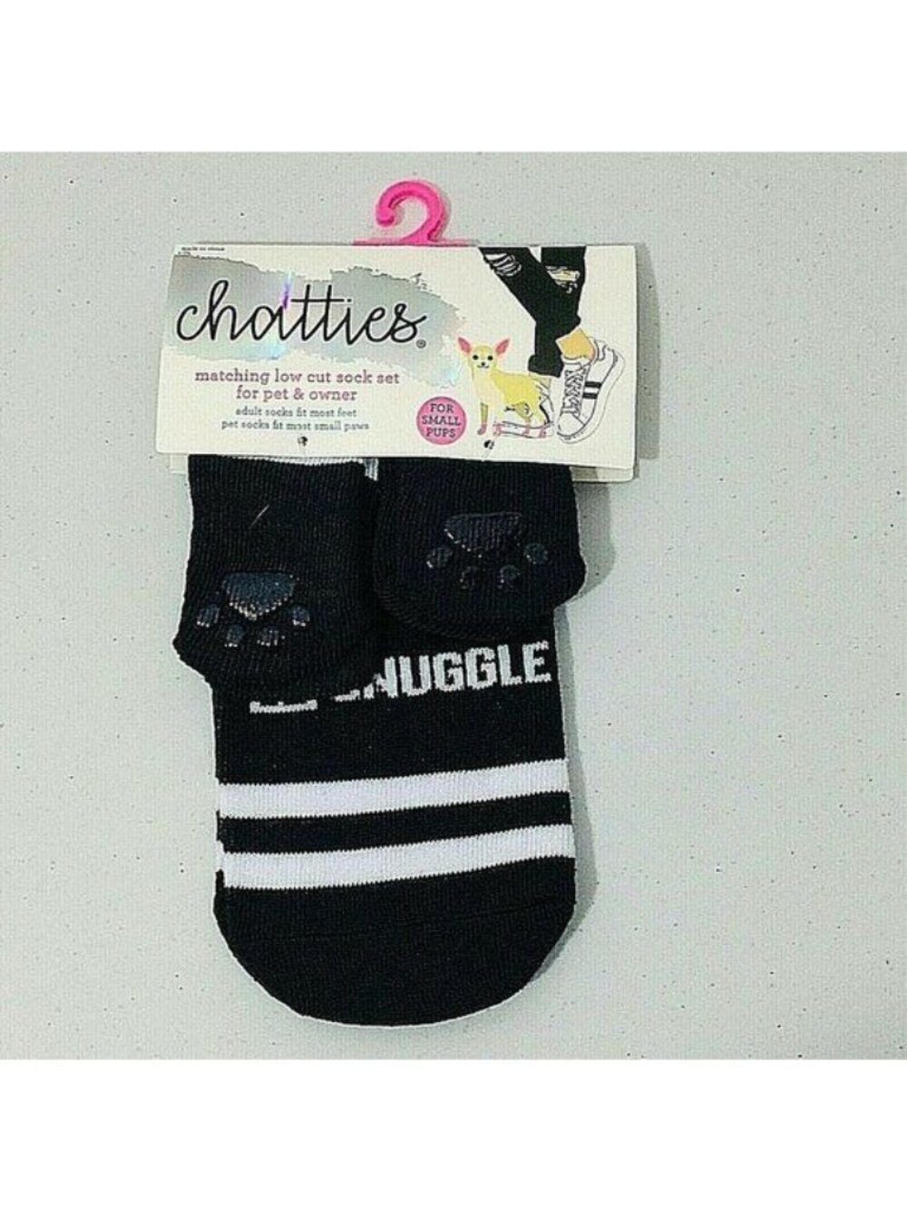 Chatties Pet & Owner Matching Socks Black SLEEP EAT SNUGGLE Small Pups